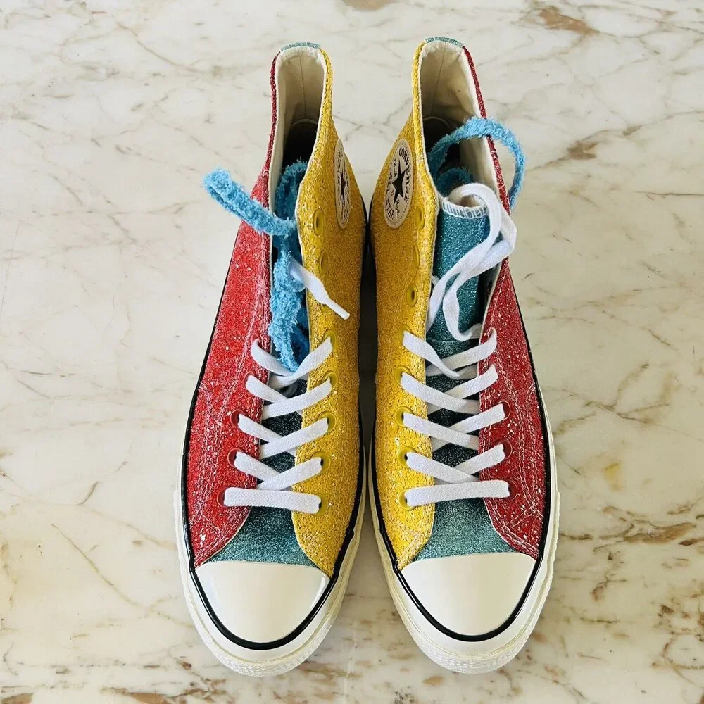 CONVERSE x JW ANDERSON Red Yellow Glitter Chuck 70 High Top - US 9.5 M / 11.5 W - Picture 2 of 12